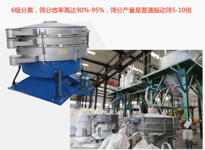 搖擺篩采用6級(jí)分離，篩分效率高達(dá)90%-95%，篩分產(chǎn)量是普通振動(dòng)篩5-10倍