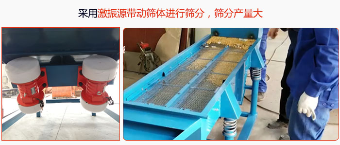 采用激振源帶動篩體進行篩分，篩分產(chǎn)量大。
