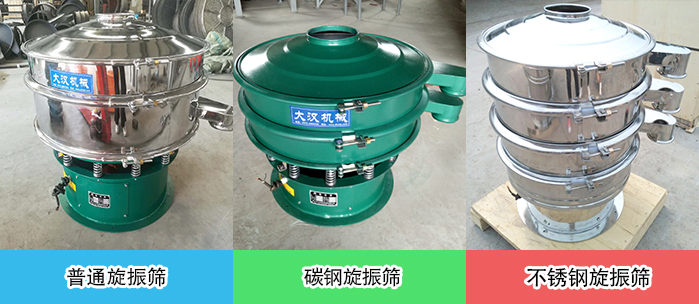 醫(yī)藥振動篩常見材質(zhì)展示：碳鋼＋不銹鋼，不銹鋼，碳鋼等材質(zhì)展示