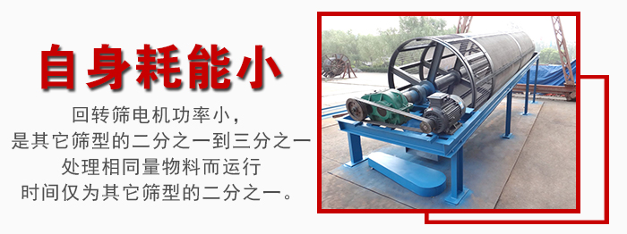 滾筒篩耗能小，使用壽命長，維修方便