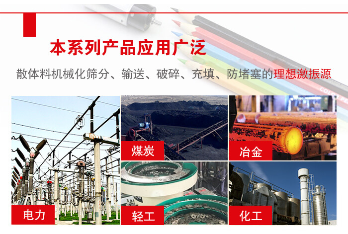yzs振動(dòng)電機(jī)多用于物料的篩分，輸送（短距離），破碎，充填等作用。